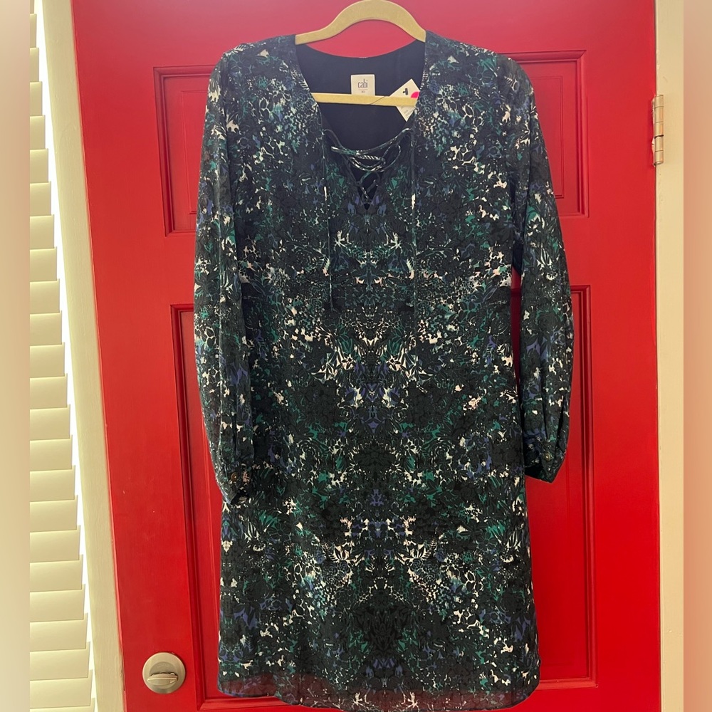Cabi NWT long sleeve shirt dress in beautiful pattern, XS